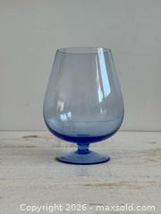 MaxSold Auction: Vintage Large Blue Glass Brandy Sniffer XL Glass on Base - Kingston (Ontario, Canada) SELLER MANAGED Downsizing Online Auction - Bishop Street