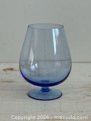 MaxSold Auction: Vintage Large Blue Glass Brandy Sniffer XL Glass on Base - Kingston (Ontario, Canada) SELLER MANAGED Downsizing Online Auction - Bishop Street