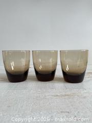 MaxSold Auction: Vintage Libbey Smoky Tawny Brown Lowball Glasses Classic Set of 3 - Kingston (Ontario, Canada) SELLER MANAGED Downsizing Online Auction - Bishop Street