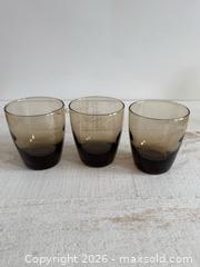 MaxSold Auction: Vintage Libbey Smoky Tawny Brown Lowball Glasses Classic Set of 3 - Kingston (Ontario, Canada) SELLER MANAGED Downsizing Online Auction - Bishop Street