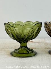 MaxSold Auction: Vintage Mixed Colour Anchor Hocking Fairfield Dessert Glasses - Green, Brown and Amber Sundae Cups  - Kingston (Ontario, Canada) SELLER MANAGED Downsizing Online Auction - Bishop Street