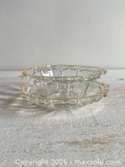 MaxSold Auction: Vintage Oyster Pearl Clear with Faint Yellow Trim Indonesian Beaded Glass Plate and Bowl Candy Dish Set - Kingston (Ontario, Canada) SELLER MANAGED Downsizing Online Auction - Bishop Street