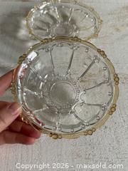 MaxSold Auction: Vintage Oyster Pearl Clear with Faint Yellow Trim Indonesian Beaded Glass Plate and Bowl Candy Dish Set - Kingston (Ontario, Canada) SELLER MANAGED Downsizing Online Auction - Bishop Street