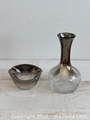 MaxSold Auction: Vintage Silver Fade to Clear Glass Wine Decanter and Small Bowl Set - Kingston (Ontario, Canada) SELLER MANAGED Downsizing Online Auction - Bishop Street