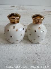 MaxSold Auction: Vintage Small White and Gold Polkadot Salt and Pepper Shakers  - Kingston (Ontario, Canada) SELLER MANAGED Downsizing Online Auction - Bishop Street