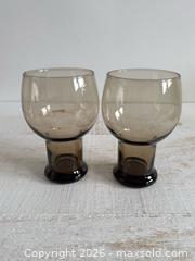 MaxSold Auction: Vintage Smokey Dominion Glass Pint Glasses - Footed Glasses - Kingston (Ontario, Canada) SELLER MANAGED Downsizing Online Auction - Bishop Street