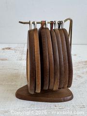 MaxSold Auction: Vintage Wood and Cork Mid Century Modern Hanging Coaster Set  - Kingston (Ontario, Canada) SELLER MANAGED Downsizing Online Auction - Bishop Street