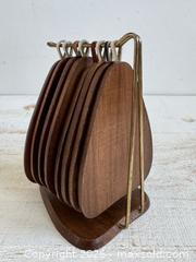 MaxSold Auction: Vintage Wood and Cork Mid Century Modern Hanging Coaster Set  - Kingston (Ontario, Canada) SELLER MANAGED Downsizing Online Auction - Bishop Street
