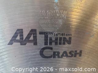 MaxSold Auction: Sabian AA Thin 16-inch Crash Cymbal - Toronto (Ontario, Canada) PARTNER MANAGED Reseller Online Auction - Queen Street West