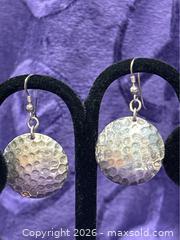 MaxSold Auction:  2x Sterling Silver .925 Pair earrings Gold Hoops / Silver Dangle Hammered disks 1 3/4" - Idaho Springs (Colorado, USA) PARTNER MANAGED Estate Sale Online Auction - Idaho Street