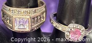 MaxSold Auction: 2X Sterling Silver .925   Pink CZ /  Marcasite Rings      - Idaho Springs (Colorado, USA) PARTNER MANAGED Estate Sale Online Auction - Idaho Street