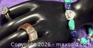 MaxSold Auction: 2X Sterling Silver .925 Rings  Leather Moonstone /  Druzy Ring /  Stones  Bracelet  - Idaho Springs (Colorado, USA) PARTNER MANAGED Estate Sale Online Auction - Idaho Street