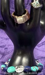 MaxSold Auction: 2X Sterling Silver .925 Rings  Leather Moonstone /  Druzy Ring /  Stones  Bracelet  - Idaho Springs (Colorado, USA) PARTNER MANAGED Estate Sale Online Auction - Idaho Street