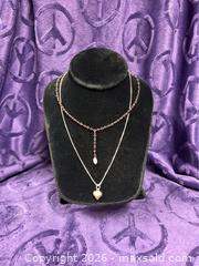 MaxSold Auction: Sterling Silver 18" .925 Box chain w/ Heart pendant - Sterling garnet & pearl necklace 18” - Idaho Springs (Colorado, USA) PARTNER MANAGED Estate Sale Online Auction - Idaho Street