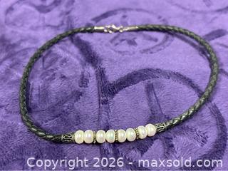 MaxSold Auction: Sterling Silver .925  16" Pearls w/Leather Necklace - Idaho Springs (Colorado, USA) PARTNER MANAGED Estate Sale Online Auction - Idaho Street