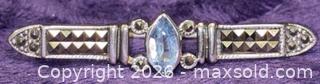 MaxSold Auction: Sterling Silver .925  2" Blue Topaz Art Deco Marcasite Brooch pin  - Idaho Springs (Colorado, USA) PARTNER MANAGED Estate Sale Online Auction - Idaho Street