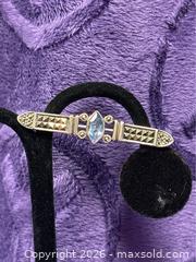 MaxSold Auction: Sterling Silver .925  2" Blue Topaz Art Deco Marcasite Brooch pin  - Idaho Springs (Colorado, USA) PARTNER MANAGED Estate Sale Online Auction - Idaho Street