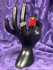 MaxSold Auction: Sterling Silver .925  2X Rings Red Coral & Silver Brass ring    - Idaho Springs (Colorado, USA) PARTNER MANAGED Estate Sale Online Auction - Idaho Street