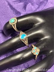 MaxSold Auction: Sterling Silver .925  3  Rings  Turqouise color  - Idaho Springs (Colorado, USA) PARTNER MANAGED Estate Sale Online Auction - Idaho Street