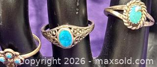 MaxSold Auction: Sterling Silver .925  3  Rings  Turqouise color  - Idaho Springs (Colorado, USA) PARTNER MANAGED Estate Sale Online Auction - Idaho Street