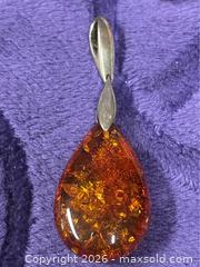 MaxSold Auction: Sterling Silver .925  AMBER Necklace Pendant and Matching Earrings - Idaho Springs (Colorado, USA) PARTNER MANAGED Estate Sale Online Auction - Idaho Street