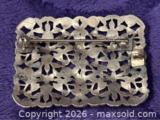 MaxSold Auction: Sterling Silver .925  Antique Marcasite Brooch pin - Idaho Springs (Colorado, USA) PARTNER MANAGED Estate Sale Online Auction - Idaho Street