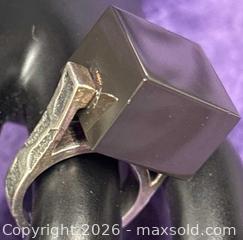 MaxSold Auction: Sterling Silver .925 Black hematite/onyx cubist Square stone Ring       - Idaho Springs (Colorado, USA) PARTNER MANAGED Estate Sale Online Auction - Idaho Street