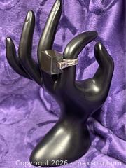 MaxSold Auction: Sterling Silver .925 Black hematite/onyx cubist Square stone Ring       - Idaho Springs (Colorado, USA) PARTNER MANAGED Estate Sale Online Auction - Idaho Street