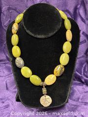 MaxSold Auction: Sterling Silver .925  Green Agate/Jasper Chunky Stone  16" Necklace - Idaho Springs (Colorado, USA) PARTNER MANAGED Estate Sale Online Auction - Idaho Street