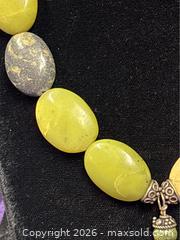 MaxSold Auction: Sterling Silver .925  Green Agate/Jasper Chunky Stone  16" Necklace - Idaho Springs (Colorado, USA) PARTNER MANAGED Estate Sale Online Auction - Idaho Street