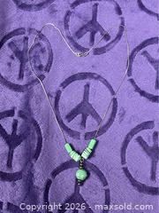 MaxSold Auction: Sterling Silver .925  Green Glass  18" Necklace  - Idaho Springs (Colorado, USA) PARTNER MANAGED Estate Sale Online Auction - Idaho Street