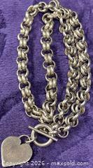 MaxSold Auction: Sterling Silver .925 Heavy Tiffany style Heart Charm 16" Necklace  - Idaho Springs (Colorado, USA) PARTNER MANAGED Estate Sale Online Auction - Idaho Street