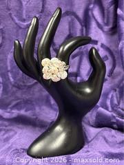 MaxSold Auction: Sterling Silver .925   Pearl & Crystal Sizable Charm / Dangle Ring      - Idaho Springs (Colorado, USA) PARTNER MANAGED Estate Sale Online Auction - Idaho Street