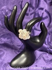 MaxSold Auction: Sterling Silver .925   Pearl & Crystal Sizable Charm / Dangle Ring      - Idaho Springs (Colorado, USA) PARTNER MANAGED Estate Sale Online Auction - Idaho Street