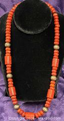 MaxSold Auction: Sterling Silver .925  Red Mediterranean coral 20"  Necklace - Idaho Springs (Colorado, USA) PARTNER MANAGED Estate Sale Online Auction - Idaho Street
