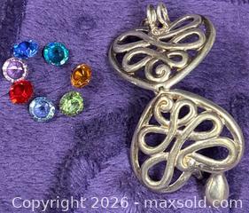 MaxSold Auction: Sterling Silver .925 Semi-Precious Gemstone Locket Heart Pendant w/ 7 round brilliant gemstones or CZ - Idaho Springs (Colorado, USA) PARTNER MANAGED Estate Sale Online Auction - Idaho Street