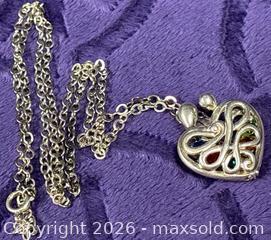 MaxSold Auction: Sterling Silver .925 Semi-Precious Gemstone Locket Heart Pendant w/ 7 round brilliant gemstones or CZ - Idaho Springs (Colorado, USA) PARTNER MANAGED Estate Sale Online Auction - Idaho Street