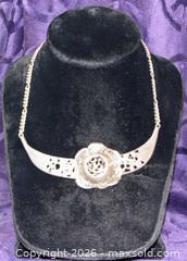 MaxSold Auction: Sterling Silver .925  Vintage Brutalist ROSE BUD  Necklace - Idaho Springs (Colorado, USA) PARTNER MANAGED Estate Sale Online Auction - Idaho Street