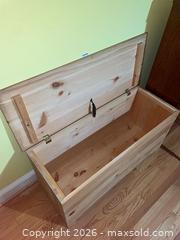 MaxSold Auction: Medium Solid Wood Storage Trunk, Natural Unfinished 43x17x21 - Sparks Glencoe (Maryland, USA) PARTNER MANAGED Downsizing Online Auction - Sparks Station Road