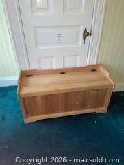 MaxSold Auction: Natural Wood Storage Bench with Hinged Lid 40x16x20 - Sparks Glencoe (Maryland, USA) PARTNER MANAGED Downsizing Online Auction - Sparks Station Road