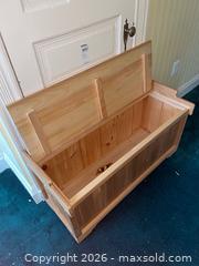 MaxSold Auction: Natural Wood Storage Bench with Hinged Lid 40x16x20 - Sparks Glencoe (Maryland, USA) PARTNER MANAGED Downsizing Online Auction - Sparks Station Road