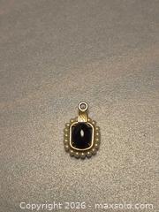 MaxSold Auction: 14K Gold Black Onyx Cabochon Pendant with Seed Pearls - Toronto (Ontario, Canada) PARTNER MANAGED Estate Sale Online Auction - Cobden