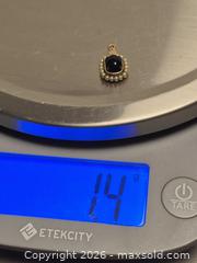 MaxSold Auction: 14K Gold Black Onyx Cabochon Pendant with Seed Pearls - Toronto (Ontario, Canada) PARTNER MANAGED Estate Sale Online Auction - Cobden