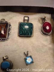 MaxSold Auction: Set of 7 Sterling Silver Pendant Charms with Inlaid Stones - Toronto (Ontario, Canada) PARTNER MANAGED Estate Sale Online Auction - Cobden