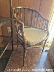 MaxSold Auction: Vintage-Style Rattan/Bamboo Chair with Cushion & Throw Pillow - Toronto (Ontario, Canada) PARTNER MANAGED Estate Sale Online Auction - Cobden Street