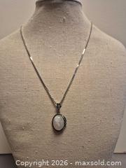 MaxSold Auction: Vintage Sterling Silver and Moonstone Pendant Necklace on 18 in Box Chain - Toronto (Ontario, Canada) PARTNER MANAGED Estate Sale Online Auction - Cobden Street