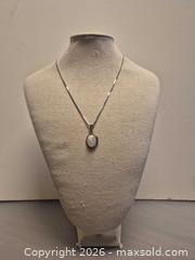 MaxSold Auction: Vintage Sterling Silver and Moonstone Pendant Necklace on 18 in Box Chain - Toronto (Ontario, Canada) PARTNER MANAGED Estate Sale Online Auction - Cobden Street