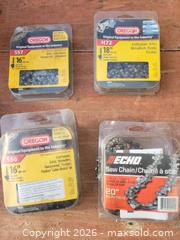 MaxSold Auction: 4 New in pkg Chainsaw Chains - East Zorra-Tavistock (Ontario, Canada) SELLER MANAGED Downsizing Online Auction - Highway 59 Lot 92