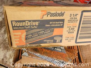 MaxSold Auction: Case of Paslode 3 1/4" Roundrive 30 degree Full Head Nails - East Zorra-Tavistock (Ontario, Canada) SELLER MANAGED Downsizing Online Auction - Highway 59 Lot 92