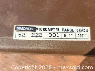 MaxSold Auction: New Simonds .0001 0-1 Micrometer - East Zorra-Tavistock (Ontario, Canada) SELLER MANAGED Downsizing Online Auction - Highway 59 Lot 92